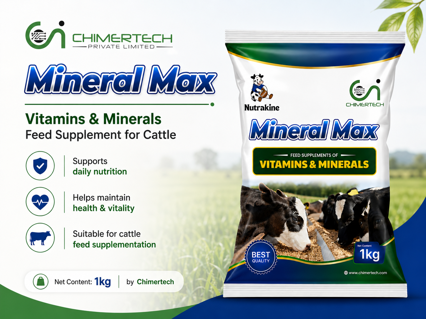 Mineral Max cattle feed supplement by Chimertech | Vitamins and minerals supplement for cattle | Cow mineral mixture | Buffalo mineral supplement | गाय मिनरल मिक्सचर | भैंस मिनरल सप्लीमेंट | மாடு மினரல் மிக்சர் | எருமை மினரல் சப்பிளிமெண்ட்