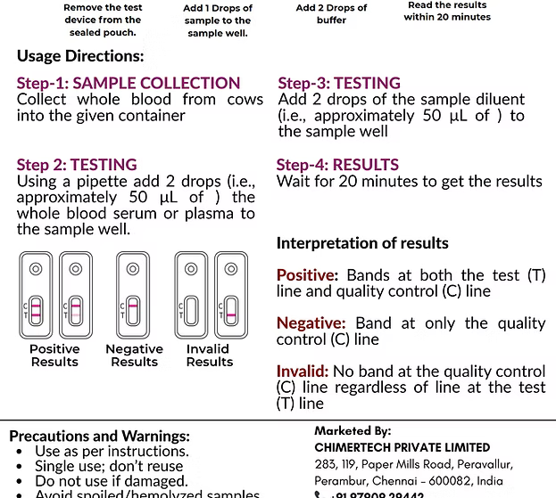 Bovine IBR Antibody Rapid Test Kit 1 Test
