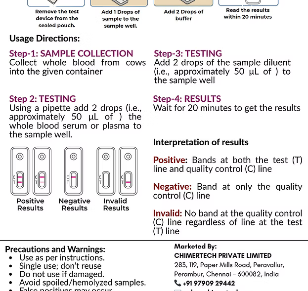 Bovine Salmonella Antibody Rapid Test Kit 1 Test