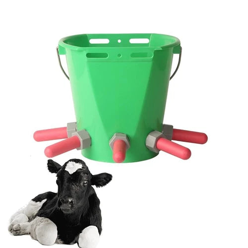 Calf Milk Feeding Bucket,5 Nipples and 8 LTR Capacity