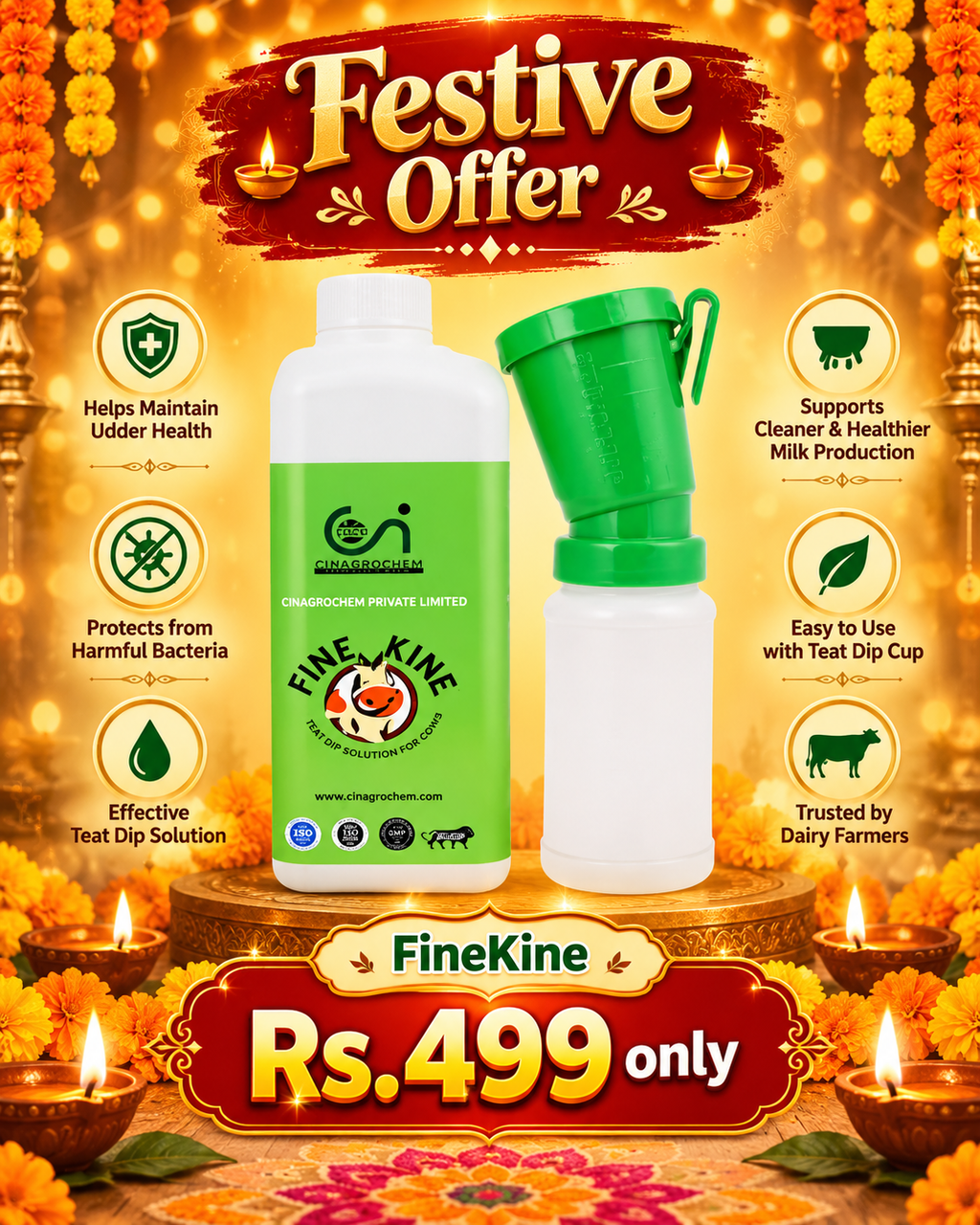Chimertech FineKine 1 kg with dipcup - Teat Dip  solution