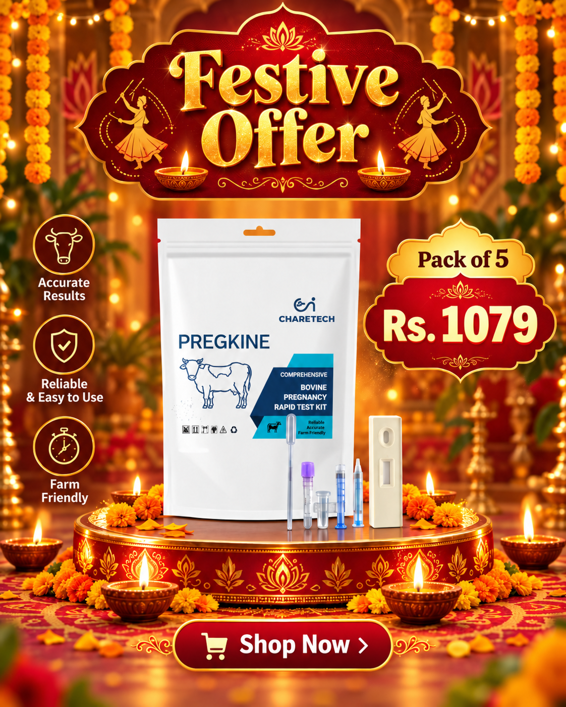 PregKine Bovine Pregnancy Rapid Test - Pack of 5 Tests