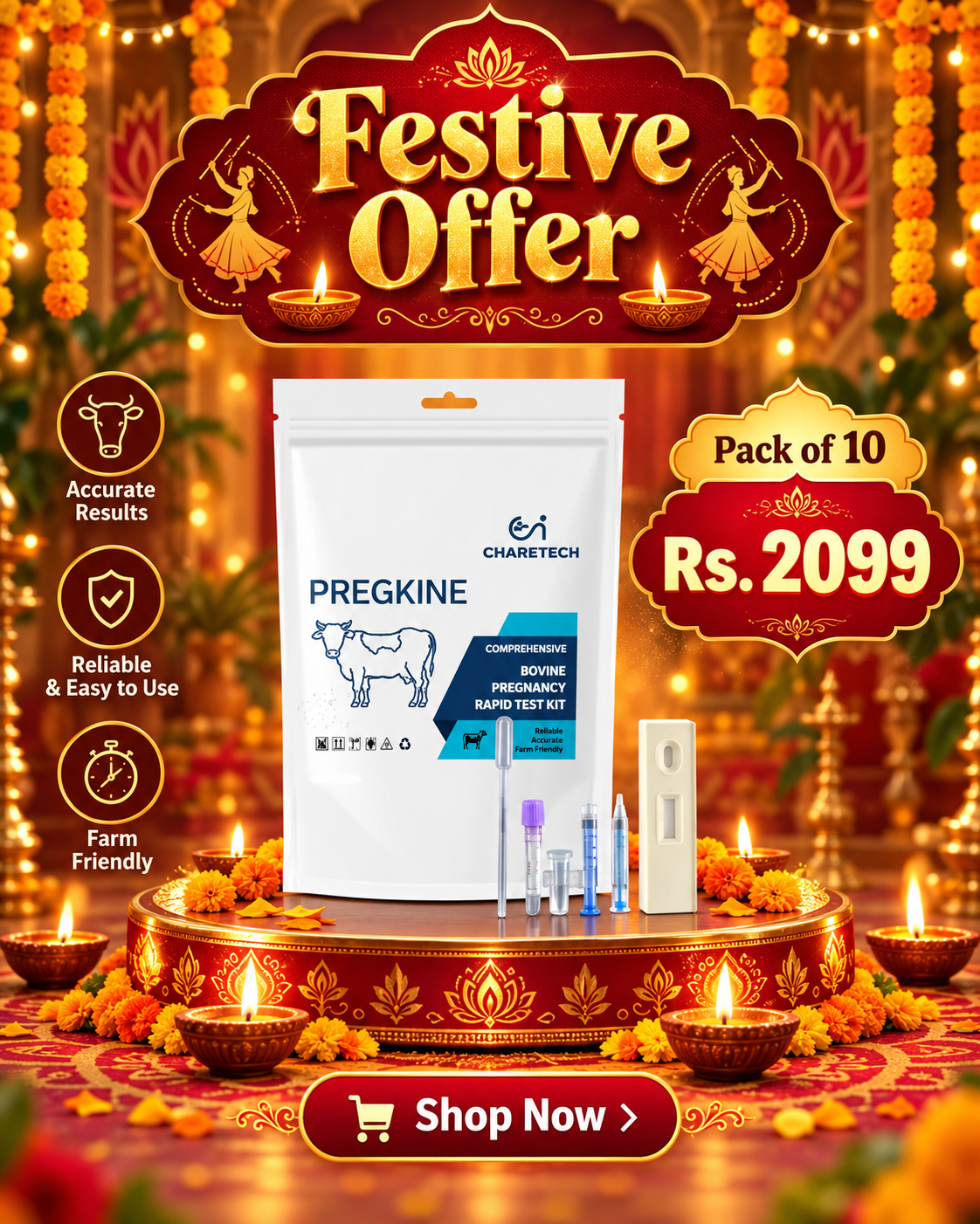 PregKine Bovine Pregnancy Rapid Test - 10 Test Pack of 10 Tests